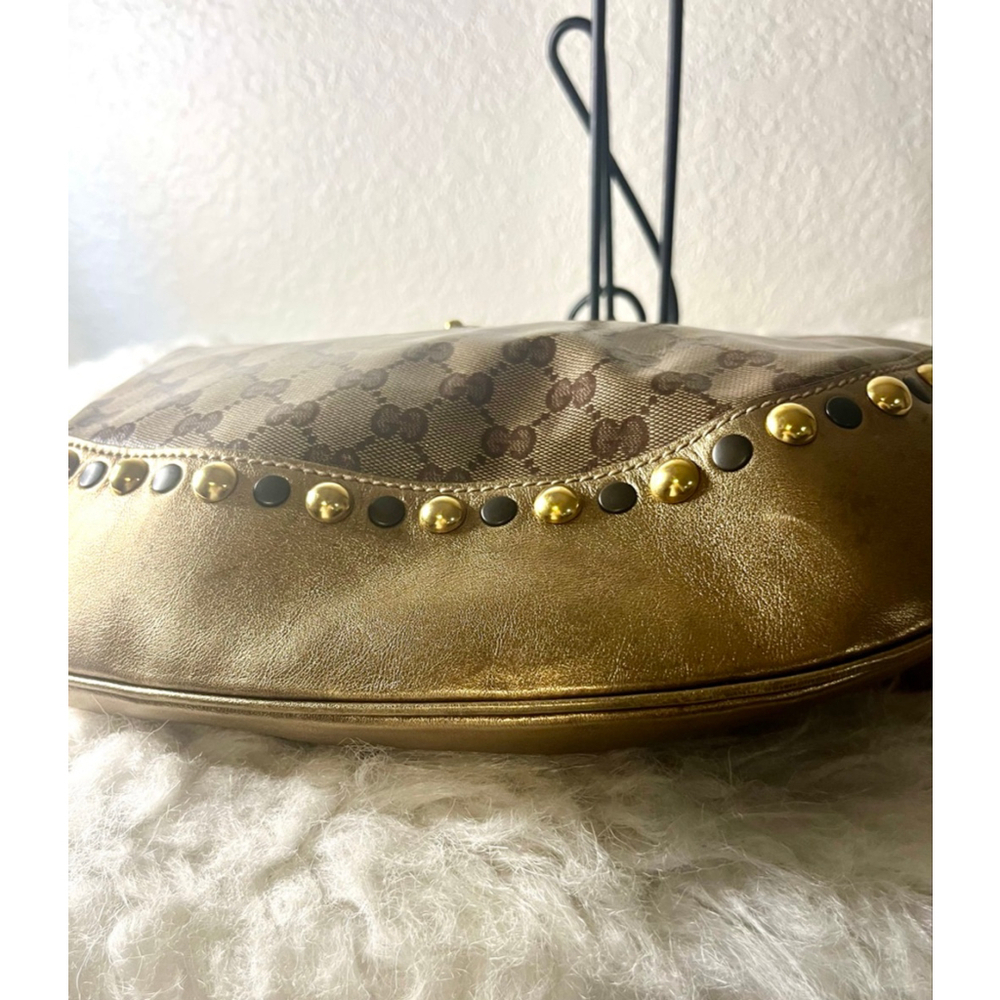 Gucci GG Signature and Studded Metallic Leather Babouska Hobo Bag. - Picture 7 of 14